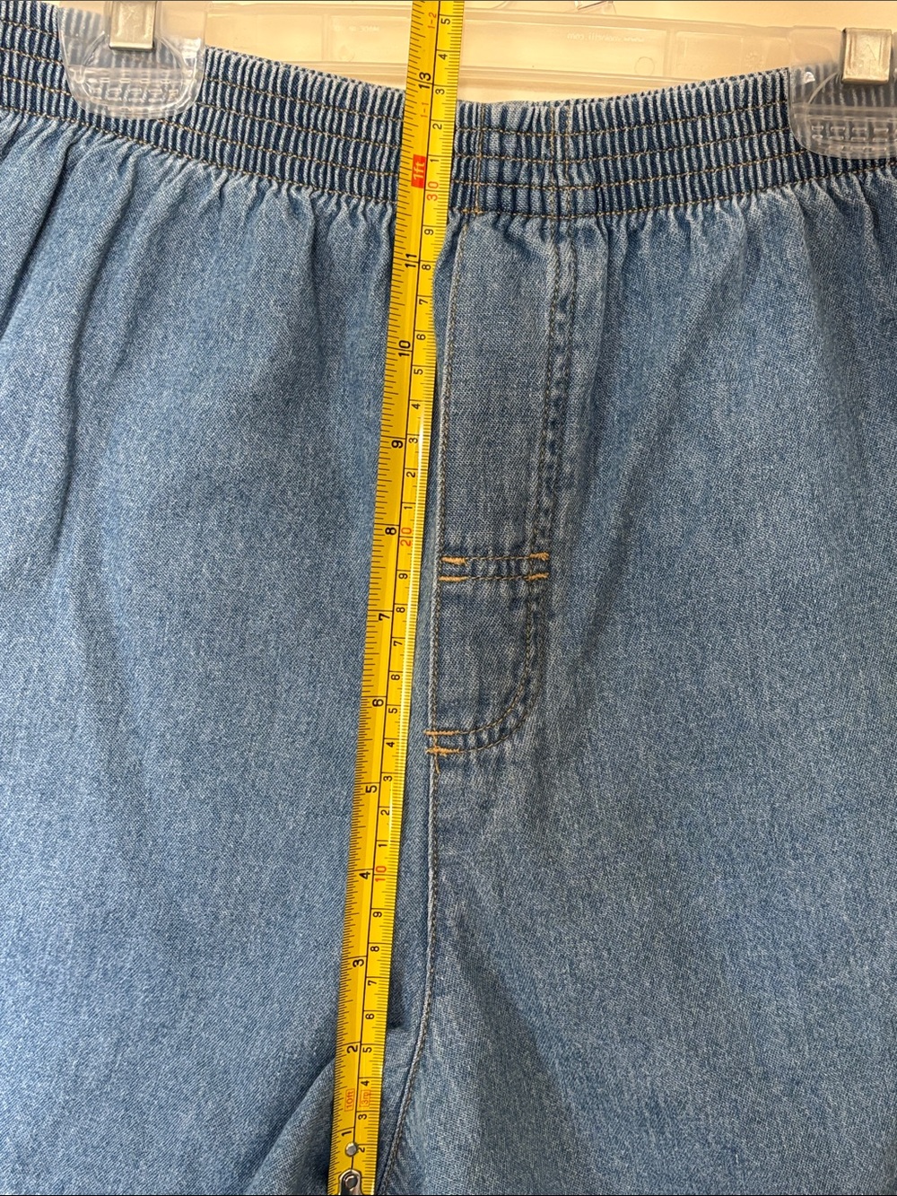 Vintage 90s Women’s Denim Mickey Mouse Elastic Waist Embroidered Shorts Relaxed - Picture 7 of 13